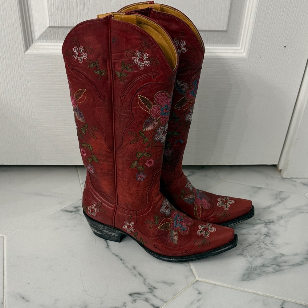 Old Gringo Bonnie Red Embroidered Cowboy Boots 6 - Picture 4 of 6